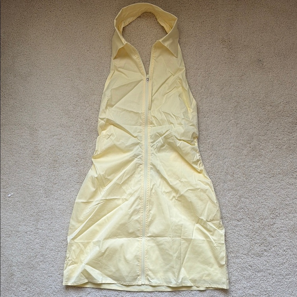 Halter Zip-Front Dress in Pale Yellow